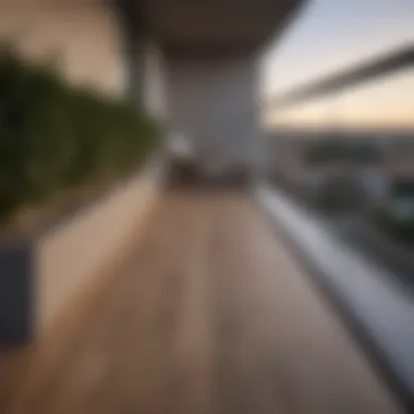 Minimalist balcony covering with sleek lines and natural materials