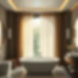 Elegant Sheer Curtains in Luxurious Bathroom Elegant sheer curtains enhancing natural light in a luxurious bathroom