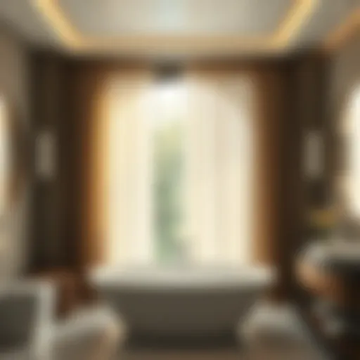 Elegant Sheer Curtains in Luxurious Bathroom Elegant sheer curtains enhancing natural light in a luxurious bathroom