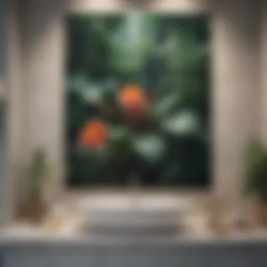 Botanical Watercolor Artwork in Bathroom