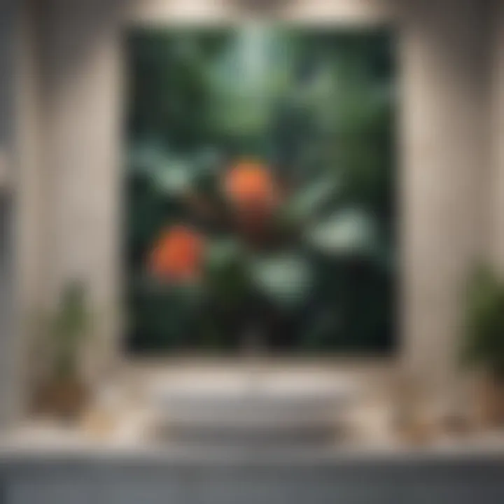 Botanical Watercolor Artwork in Bathroom