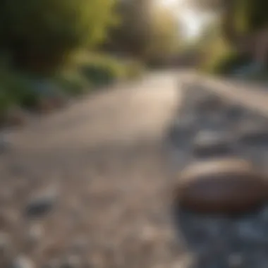 Zen-inspired driveway divider with pebbles