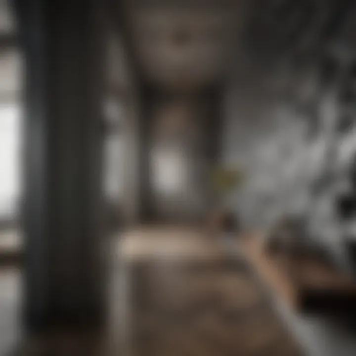 Geometric pattern wallpaper in hallway