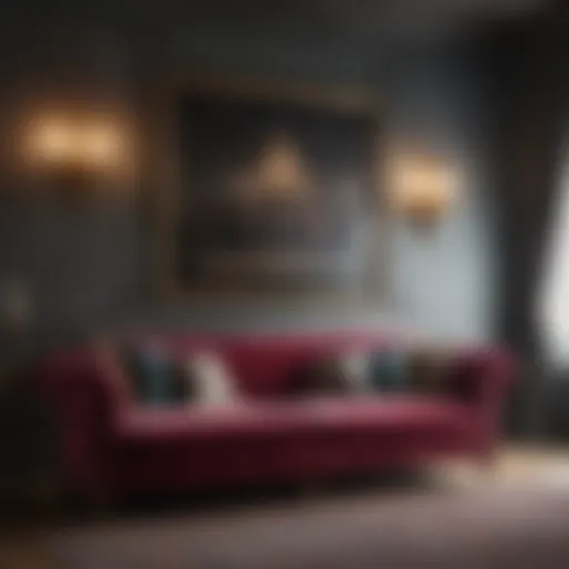 Opulent Velvet Sofa in Luxurious Living Room