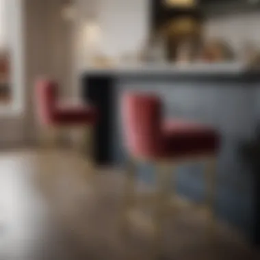 Plush Velvet Bar Stools at Kitchen Island