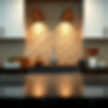 Subtle textured tiles in earthy tones, providing warmth to a kitchen space