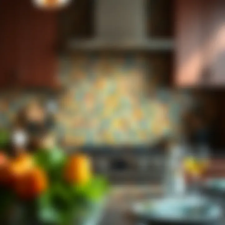 Vibrant mosaic tiles in a kitchen backsplash creating a colorful focal point