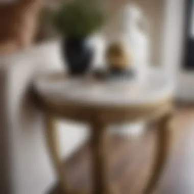 Elegant Marble-Topped End Table with Gold Accents