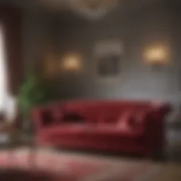 Luxurious Velvet Sofa in Living Room
