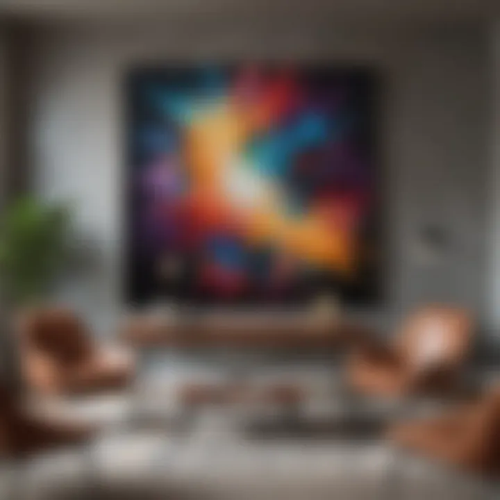 Artistic abstract painting adding sophistication to a masculine office space