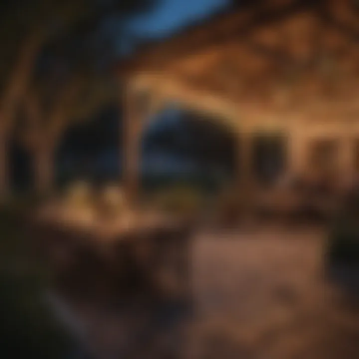 Innovative outdoor lighting design creating a magical atmosphere for gatherings.