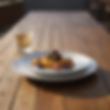 Minimalist Plate Arrangement on Wooden Deck