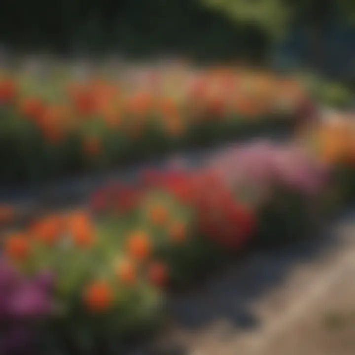 Colorful flowers enhancing garden bed border