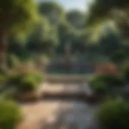 Majestic Landscaped Garden with Fountain