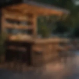 A luxurious outdoor bar setting adorned with elegant lighting and stylish seating.