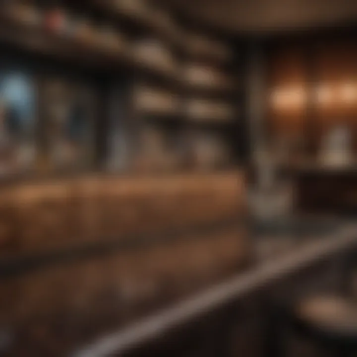 Sophisticated outdoor bar with a curated selection of refined materials and textures.