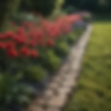 Classic Stone Border Around Vibrant Flower Bed