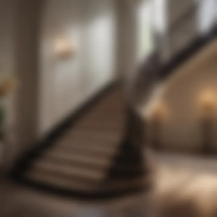 Luxurious stairway featuring a sophisticated color palette and rich materials