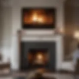 Elegant artwork displayed above a stylish fireplace