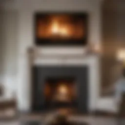 Elegant artwork displayed above a stylish fireplace