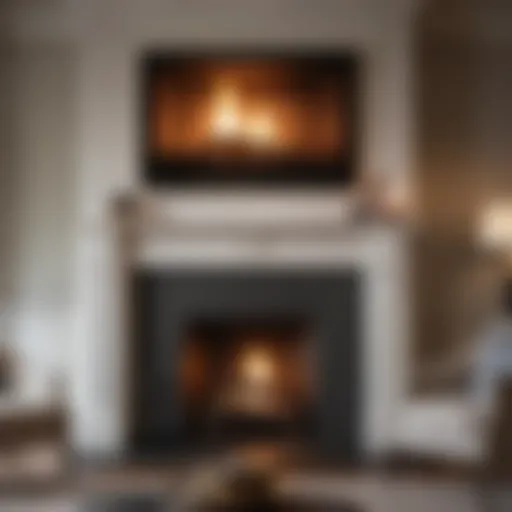 Elegant artwork displayed above a stylish fireplace