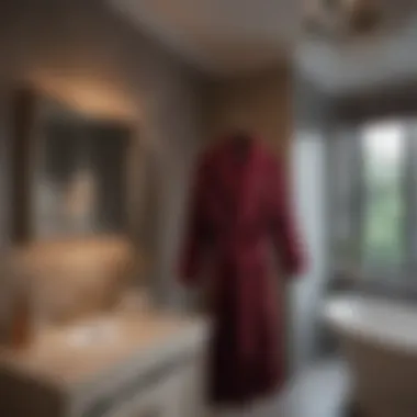 Plush Velvet Bathrobe Hanging in Lavish Bathroom