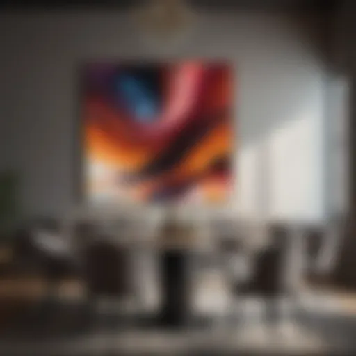 Elegant abstract artwork that adds sophistication to a dining room