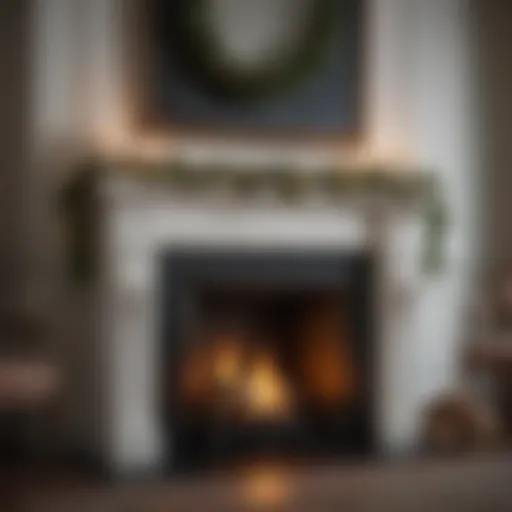 Elegant fireplace adorned with festive garlands and twinkling lights