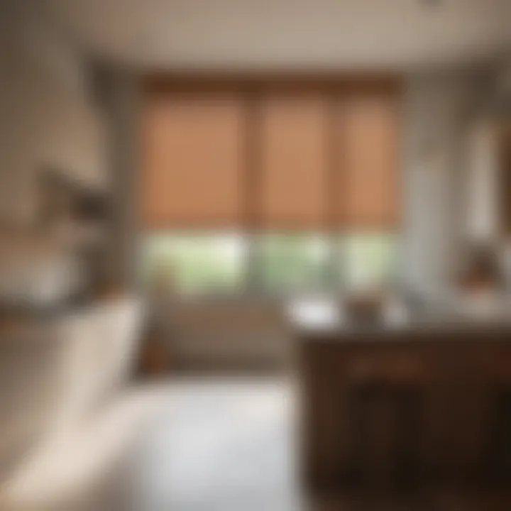 Minimalist blinds bringing natural light into a contemporary kitchen