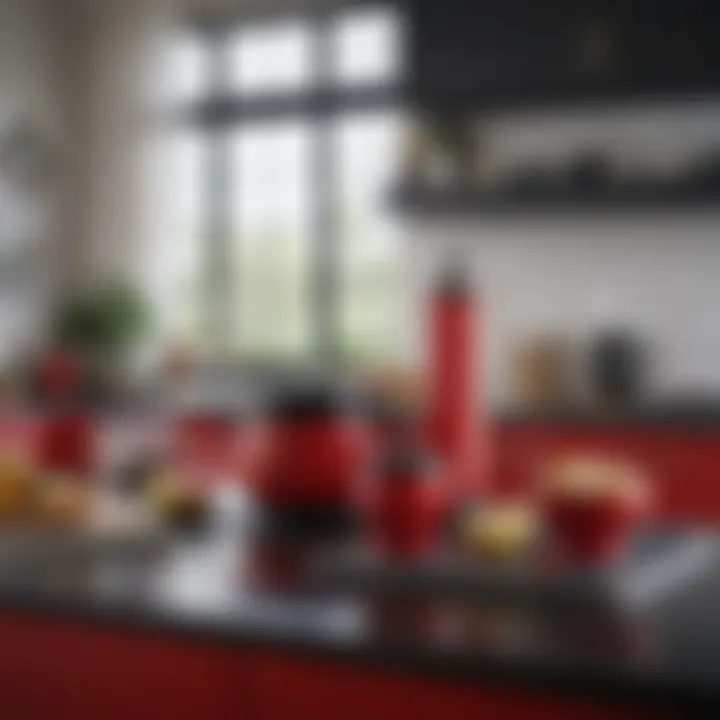 Stylish Red, Black, and White Kitchen Accessories