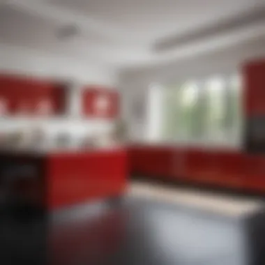 Luxurious Red, Black, and White Kitchen Interior