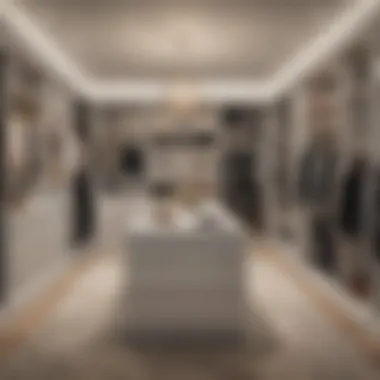 Sleek Walk-In Closet Design with Island Display