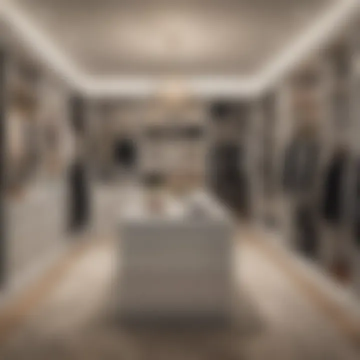 Sleek Walk-In Closet Design with Island Display
