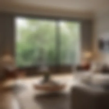 Smart motorized blinds in a modern living room