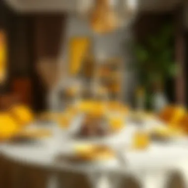 Artfully arranged table setting with yellow tableware