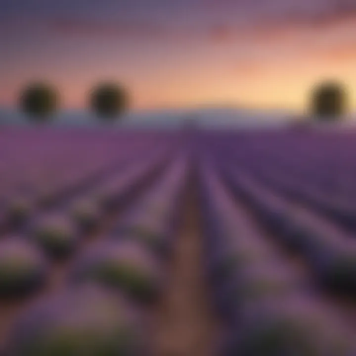 Enchanting Lavender Field at Dusk