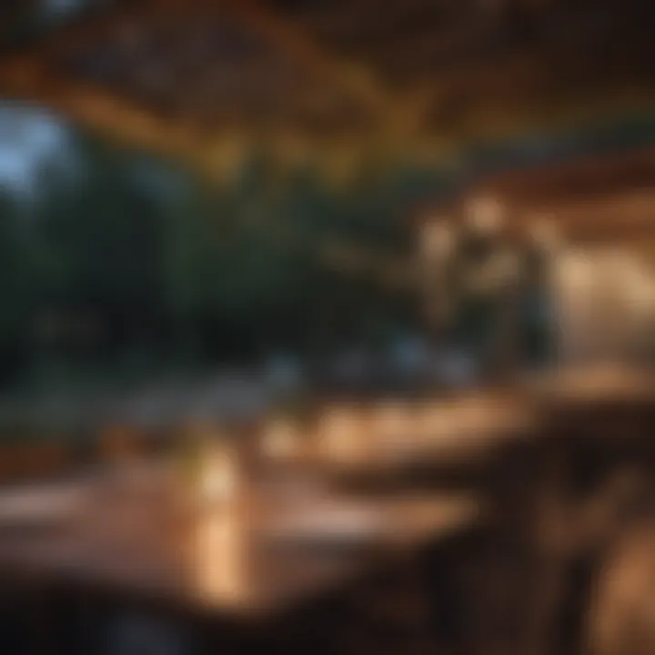 Modern solar light enhancing outdoor dining area