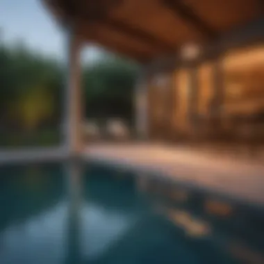 Tastefully lit patio during sunset showcasing ambient lighting