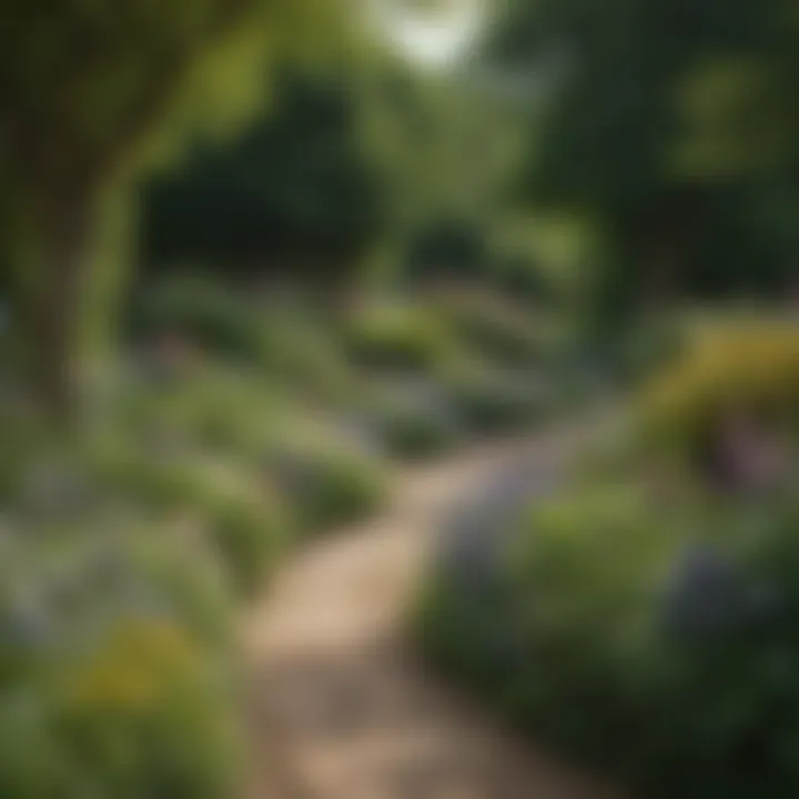A charming English garden path lined with vibrant perennials
