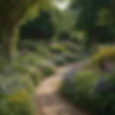 Charming Path in an English Garden A charming English garden path lined with vibrant perennials