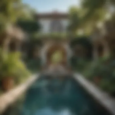 Aqua Oasis: Palatial Pool in Botanical Paradise Palatial Swimming Pool Surrounded by Lush Gardens