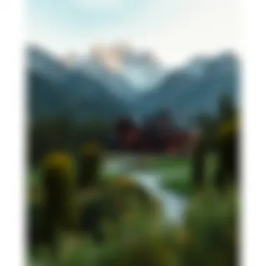 Opulent Mountain Retreat An opulent mountain resort surrounded by majestic peaks and lush greenery