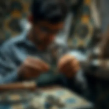 Artisan at work, crafting unique pieces of tile jewelry with precision and care