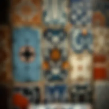 A close-up view of traditional Portuguese azulejos, highlighting their rich textures and historical significance