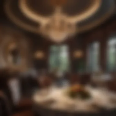 Opulent Dining Experience Elegant dining setup in a lavish restaurant with stunning decor