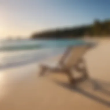 Tranquil Luxury Beach A serene beach with crystal clear waters and luxurious loungers