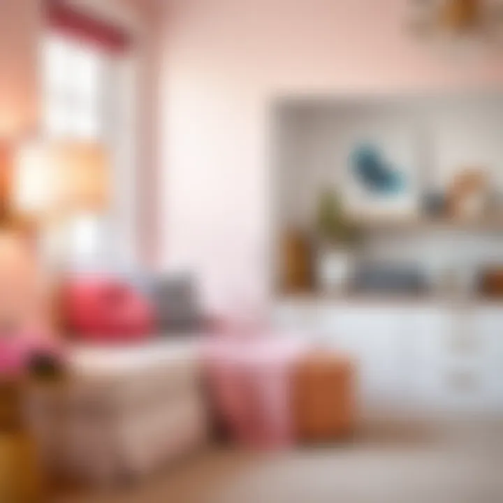 Close-up of Behr white paint showing subtle pink undertones