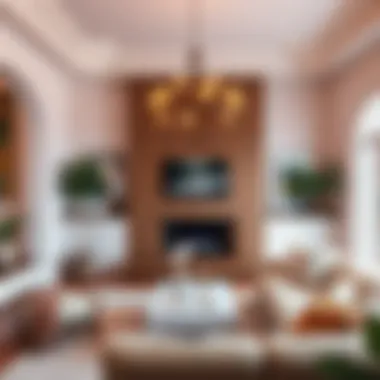 Living room enhanced by Behr white paint with pink hues