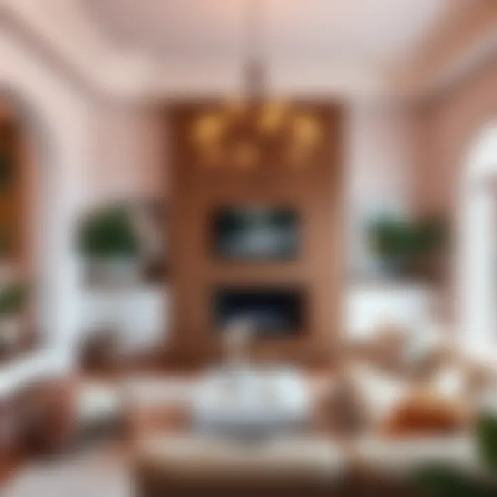 Living room enhanced by Behr white paint with pink hues