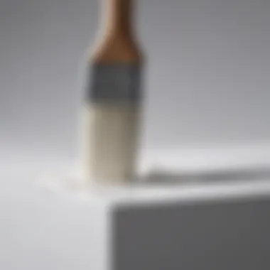 Close-up of a paintbrush applying bright white paint